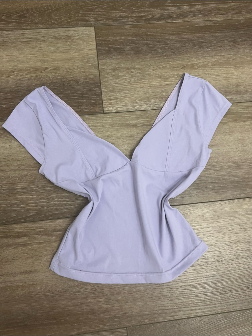 Lavender V-Neck Short Sleeve Women's Top